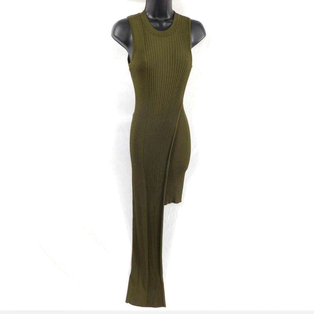 Ronny Kobo olive green high-low dress S